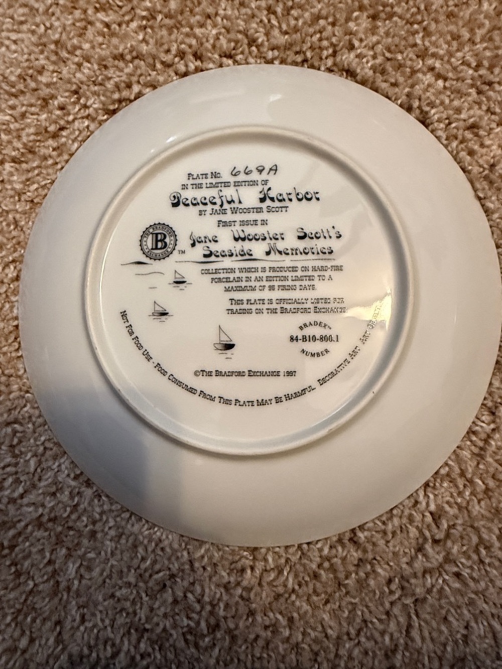 Vintage Bradford Exchange | Peaceful Harbor Jane Wooster Scott Decorative Plate - Picture 2 of 5